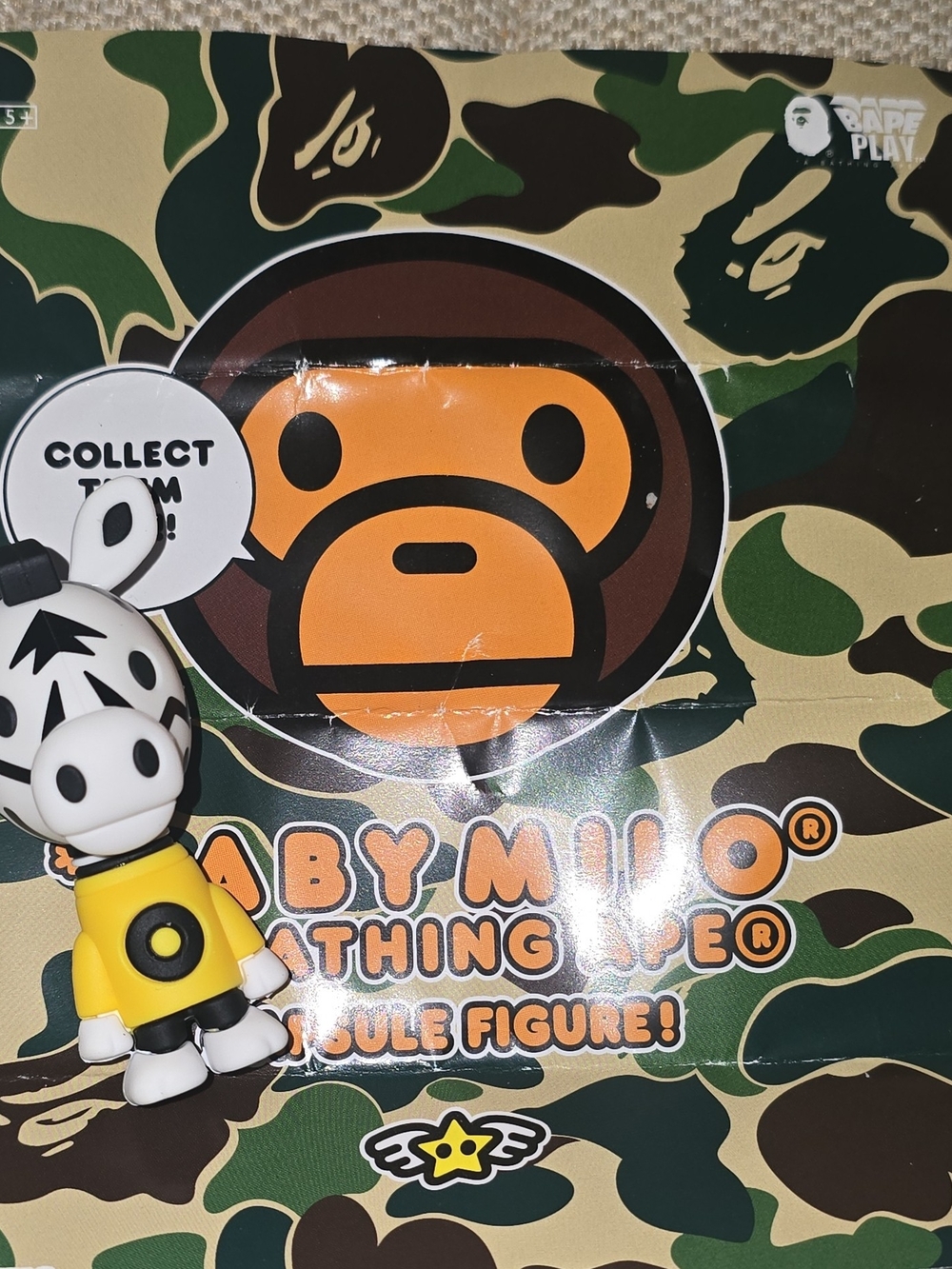 New and confirmed A Bathing Ape Baby Milo Capsule Figure Zebra- AUTHENTIC